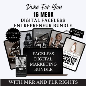 Faceless Digital Marketing Bundle MRR PLR, Faceless Entrepreneur with Private Label Rights and Master Resell Rights, DFY Passive Income