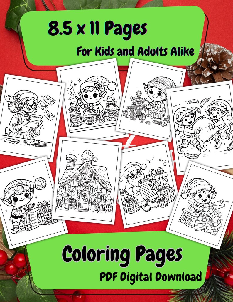 21 Santa’s Workshop Kids Christmas Coloring Pages Elves at Work ...