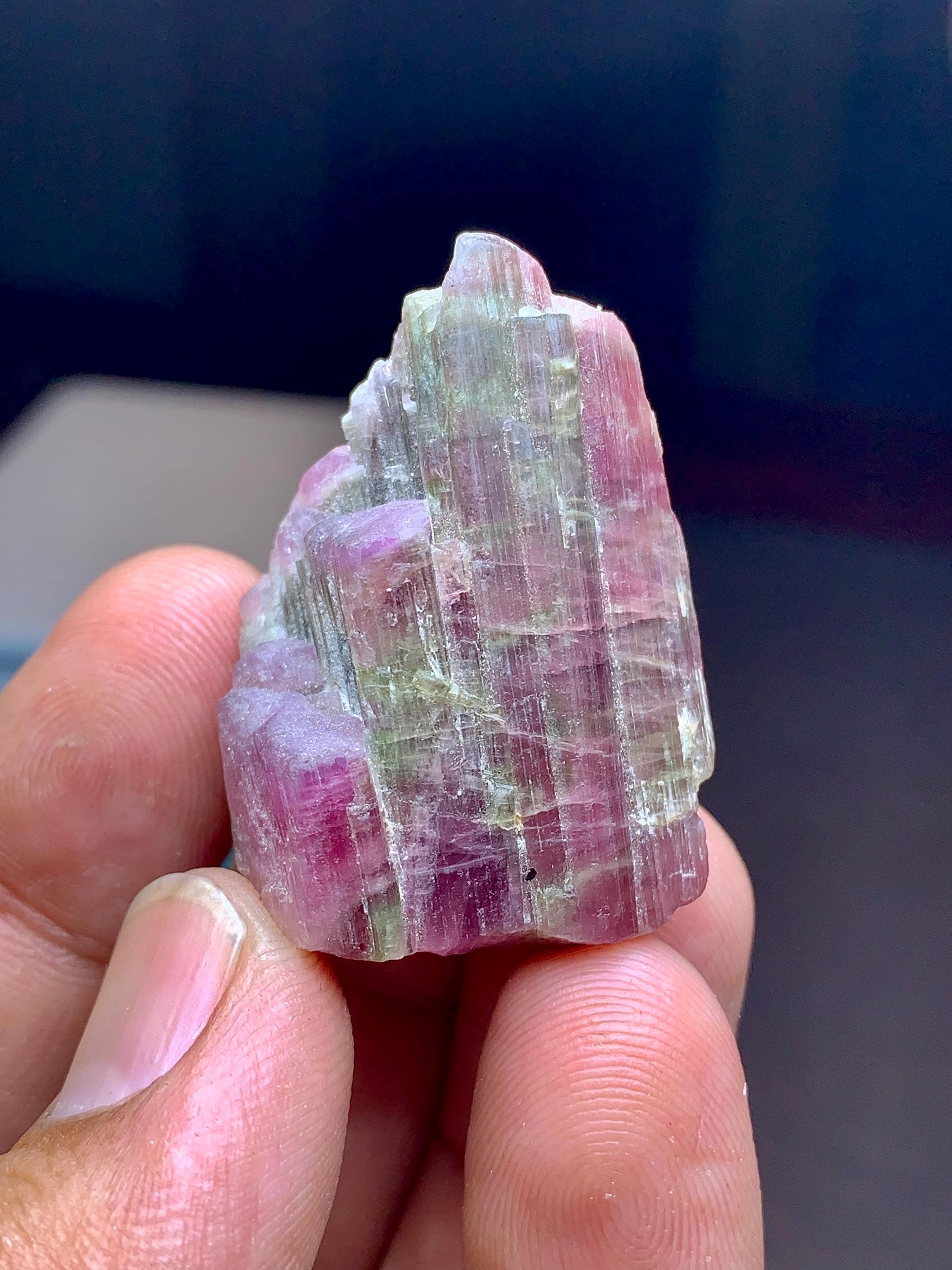 ウォーターメロントルマリン結晶コレクショングレード標本、バイカラー