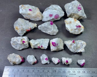 Natural Ruby Specimens Lot: Raw Ruby Crystals on Matrix, Afghanistan