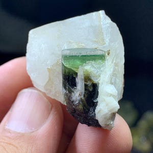 Groene dop toermalijn beëindigd kristal combineert kwarts, natuurlijke blauwe toermalijnkristallen, indicoliet-toermalijn, jubileumcadeau