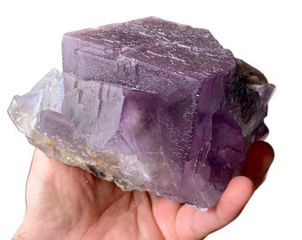 Purple fluorite cubic crystal big 2100 grams specimen, pinkish fluorite specimen, Crystals shop,