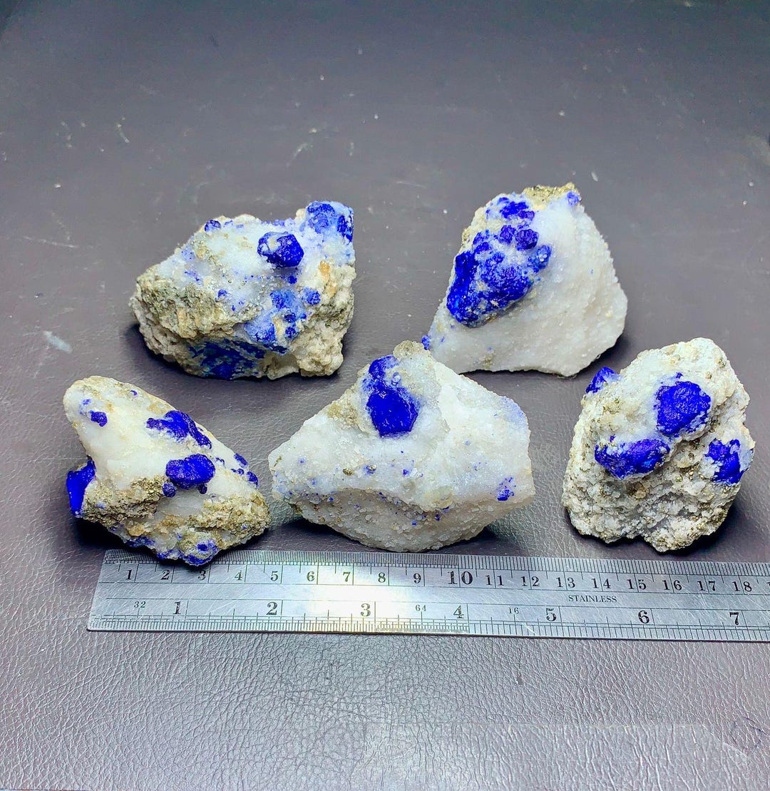 Lazurite Crystals on Calcite & Pyrite Matrix Specimens - Afghanistan ...