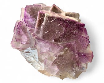 Purple fluorite cubic crystal big 2200 grams specimen, pinkish fluorite specimen, Crystals shop,