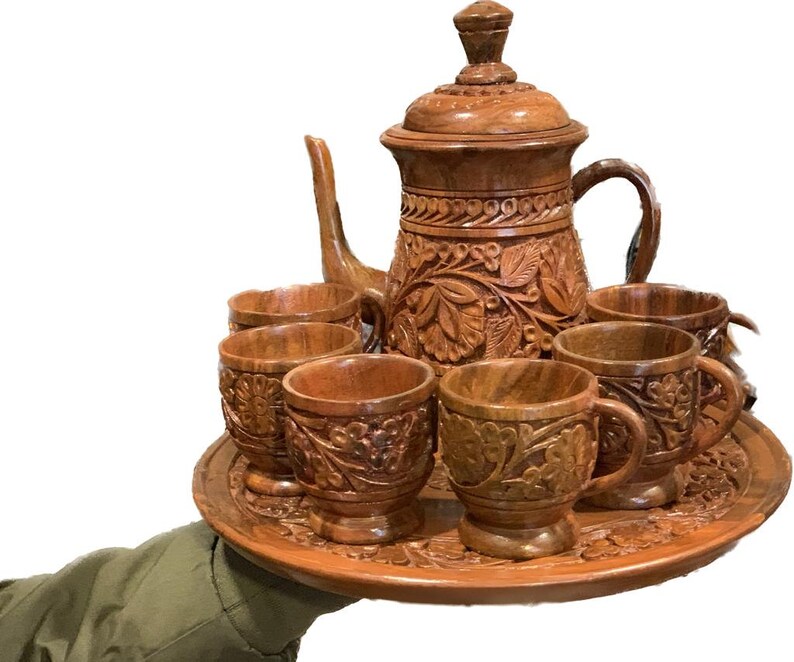 Wooden Tea Set/handmade Wooden Tea Set/sheehan Wood Tea Set/wooden Mugs