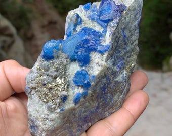 Blue Afghanite terminated crystals on calcite & iron pyrite matrix, anniversary gift, love gift, birthday present, DIY, wholesale crystals