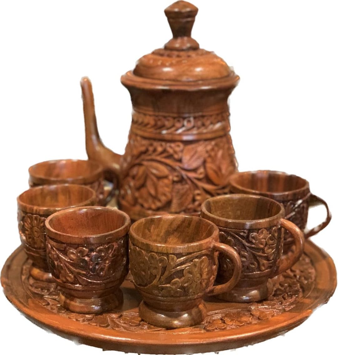 Wooden Tea Set/handmade Wooden Tea Set/sheehan Wood Tea Set/wooden Mugs