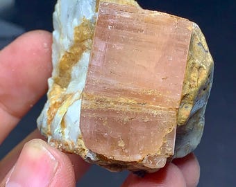 Pink topaz terminated big crystal on phlogopite matrix, imperial Topaz specimen, anniversary gift, birthday present, Gift for her