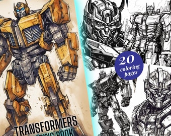 Robots Coloring Pages, Transformers coloring book, Sci-Fi Mecha Printable pages, Instant Download PDF, coloring pages, coloring book, PDF