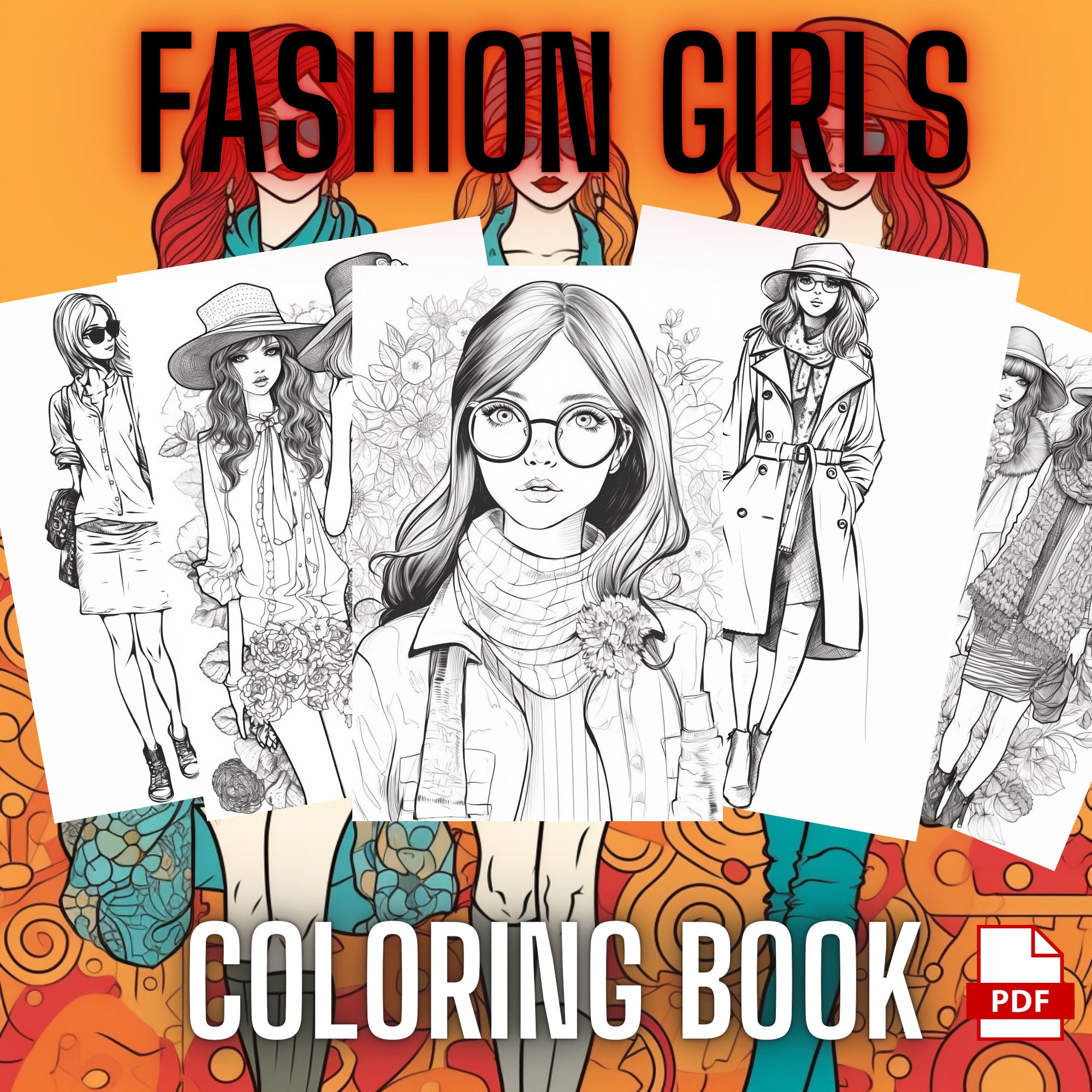 Fashion Character Coloring Books Set Of 2 – 56 Unique Pages For Adults & Teens, A4 Size - View #11