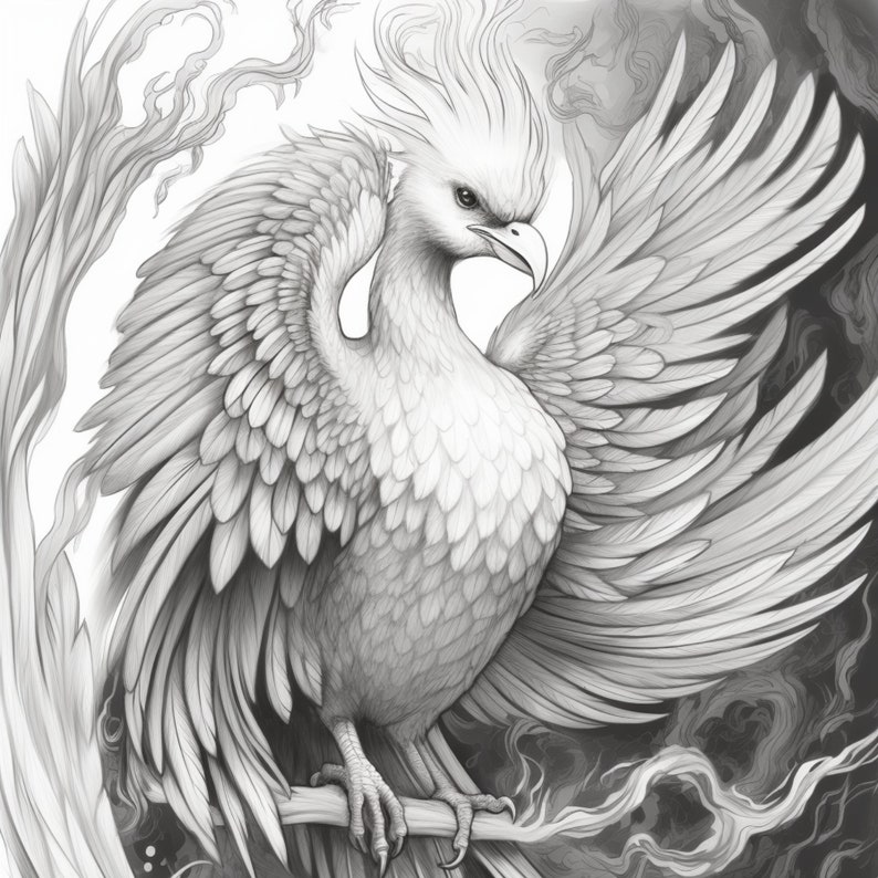 Phoenix - Printable Adult Coloring Page, Phoenix Bird Coloring Pages ...