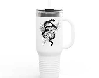 Snake & Roses rostfritt stålmugg: Isolerad resemugg (125 cl)