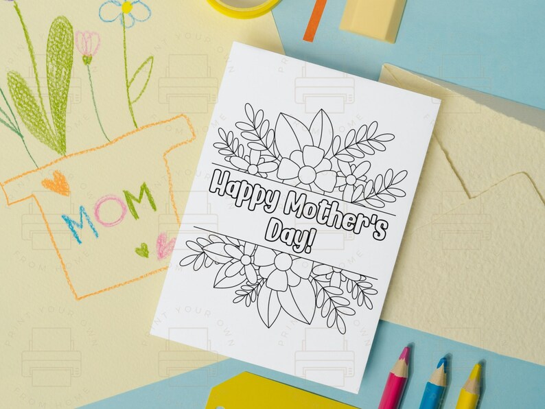 Printable Mothers Day Colouring Cards, Mother's Day Printable Card ...