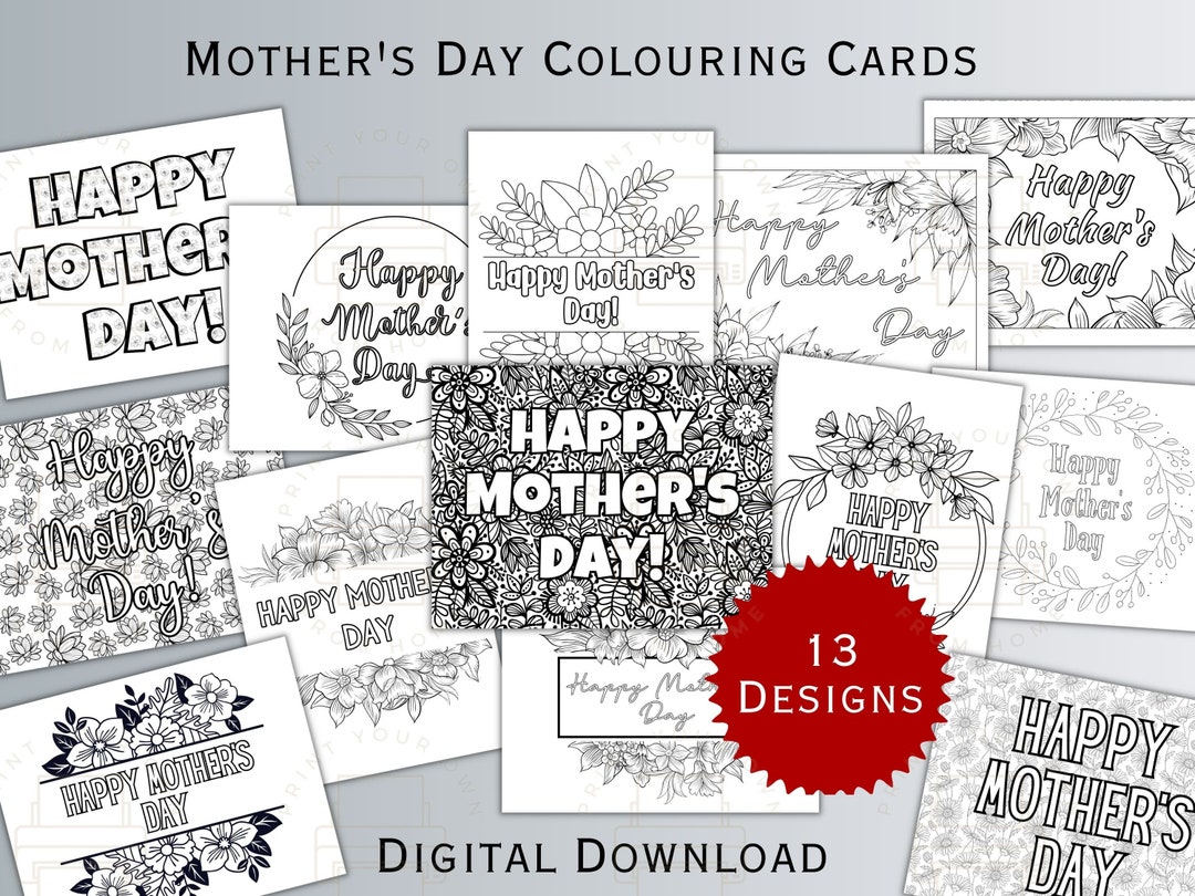 Printable Mothers Day Colouring Cards, Mother's Day Printable Card ...