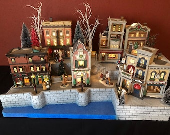 Waterfront Display Platform (Houses NOT Included) for Dept 56/Lemax Villages, Free Ship - Available in 4 Colors for Christmas and Halloween