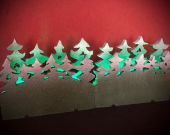 Double-Layer Forest Trees Backdrop Set (Houses NOT Included) For Dept 56/Lemax Villages - Lit or Non-Lit in 5 Colors for Christmas/Halloween