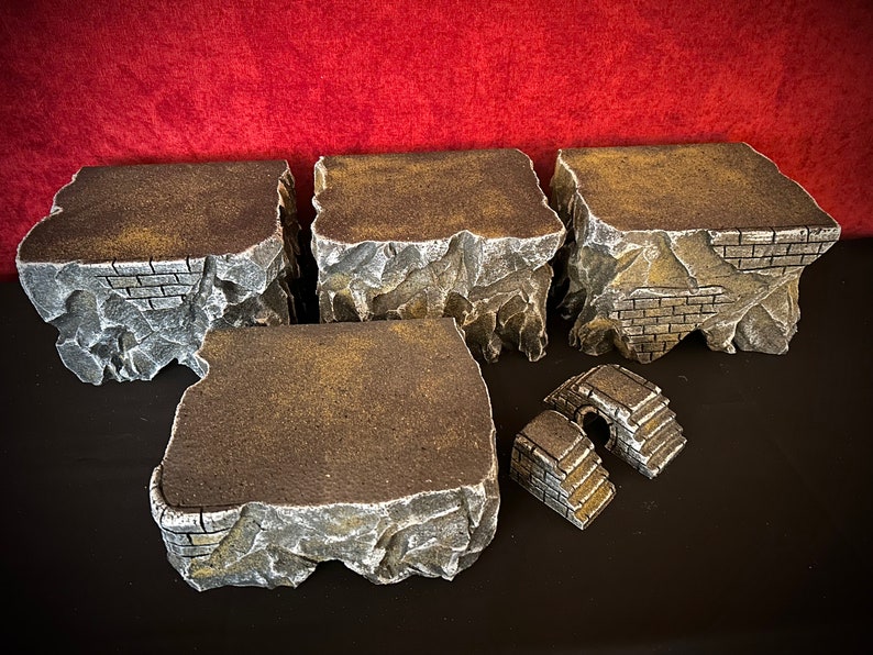 Set of 4 Riser Display Platforms + Bridge & Staircase (houses NOT ...