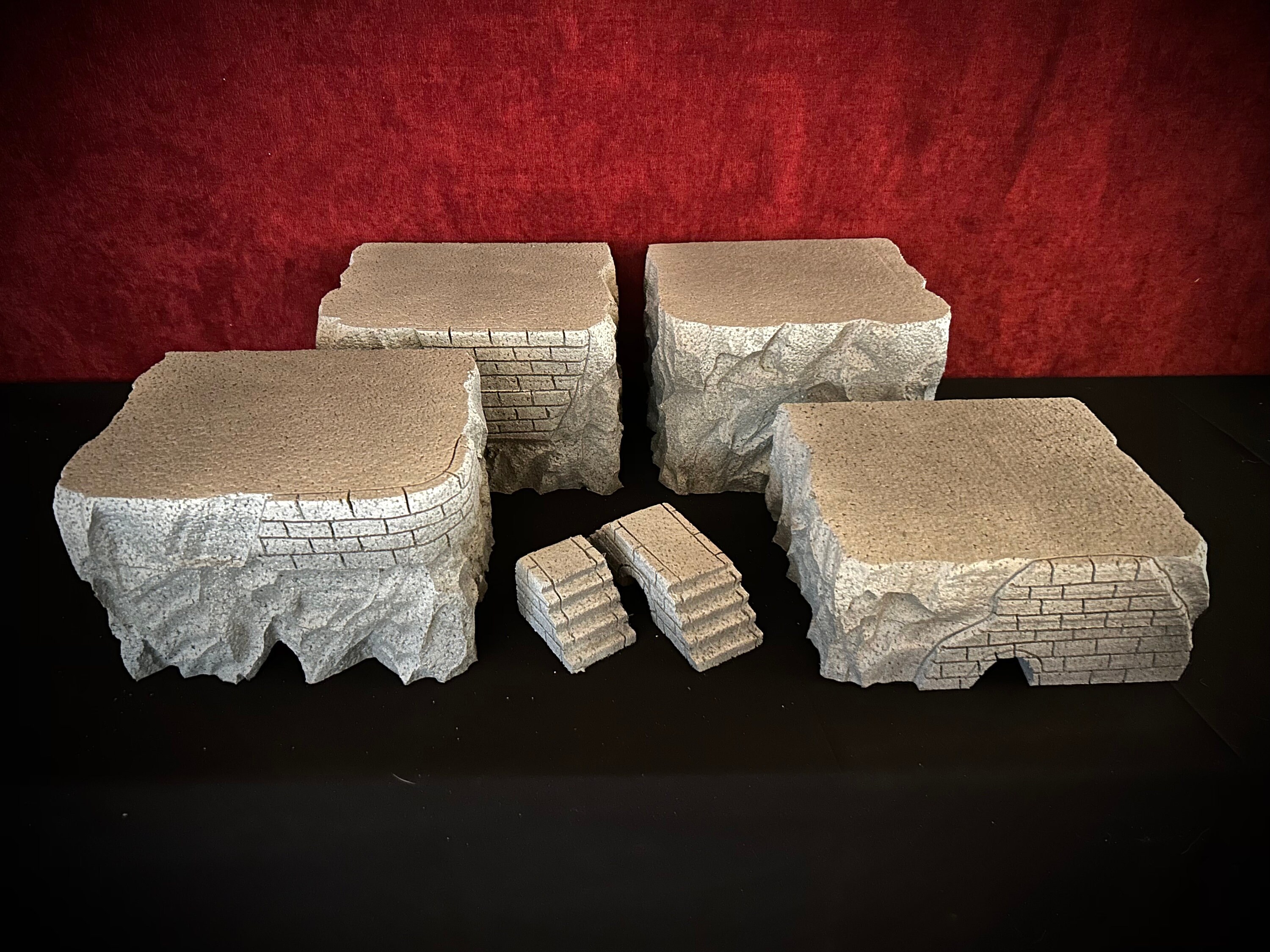 Set of 4 Riser Display Platforms + Bridge & Staircase (houses NOT ...