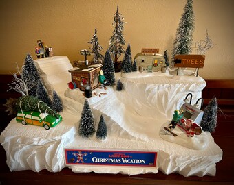 Sledding Hill Display (Houses NOT Included) for Dept56 Snow Village National Lampoon’s Christmas Vacation - Optional Movie Marquee Board