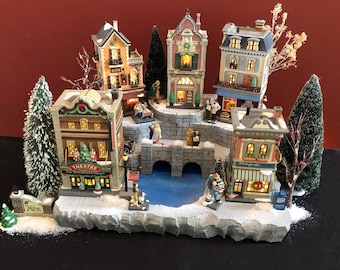 Bridge and Pond Display Platform (Houses NOT Included) for Dept 56/Lemax Villages, Free Ship - Available in 4 Colors for Christmas/Halloween