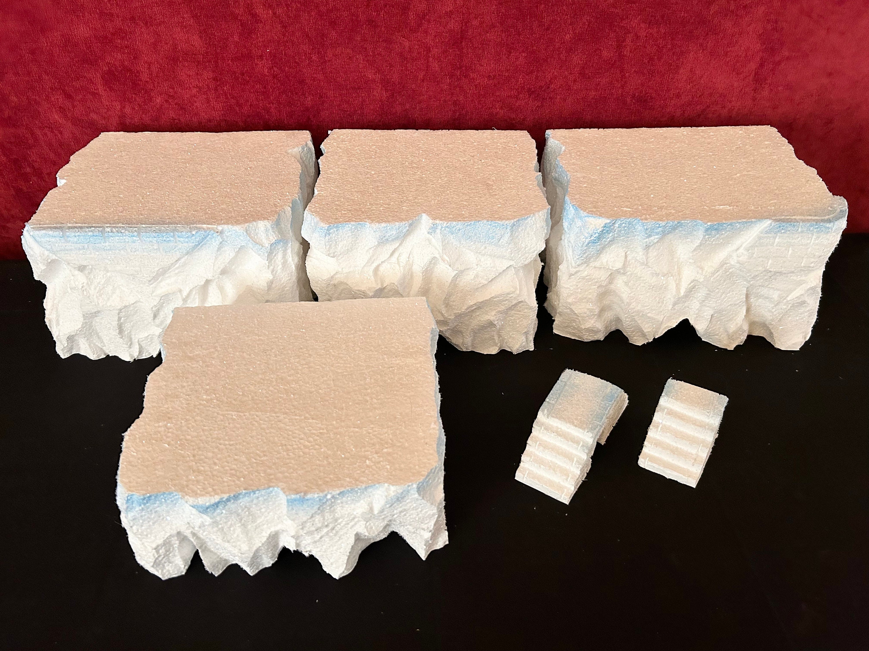 Set of 4 Riser Display Platforms + Bridge & Staircase (houses NOT ...