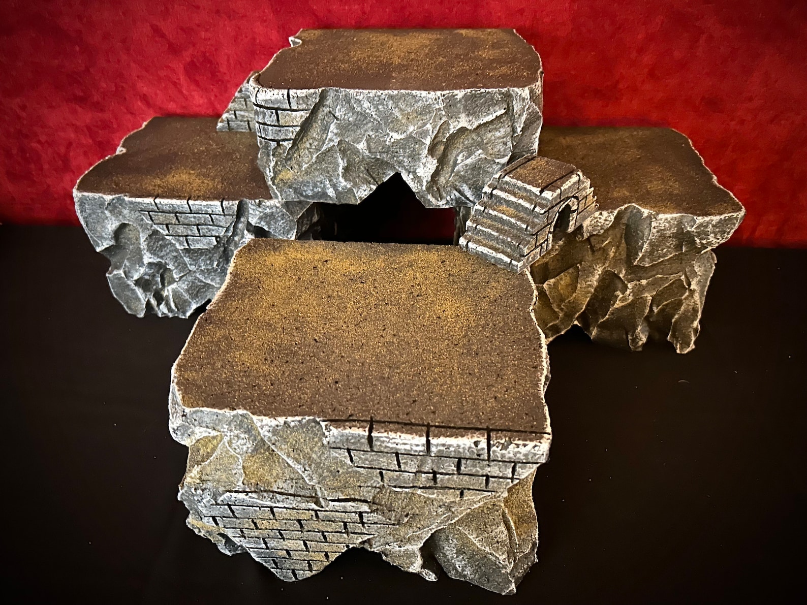 Set of 4 Riser Display Platforms + Bridge & Staircase (houses NOT ...