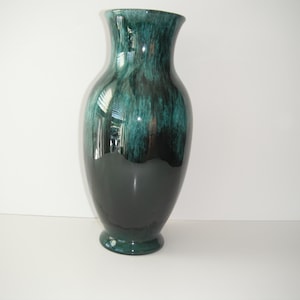 Vintage Blue Mountain Pottery Canada Large Vase Green Black Drip Glaze 11.5&quot;Tall