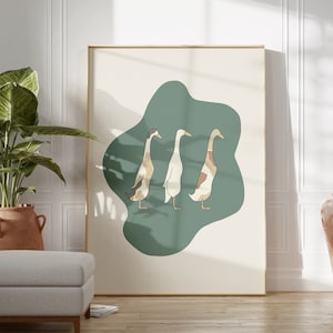 Runner Duck Poster Gift For Nursery Wall Art Boho Style Wall Art Cottage Core Print Cute Duck Poster Farm Animal Print Children Bedroom Art