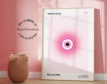 Pink Evil Eye Poster Aura Gradient Evil Eye Print Happiness Gift New Home Gift Feng Shui Art Spiritual Wall Art Nazar Wall Decor Self Love