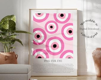 Pink Evil Eye Print,Evil Eye Poster,Feng Shui Poster Protection,Printable Nazar Poster,Greek Evil Eye Poster,Spiritual Poster, Greek Nazar