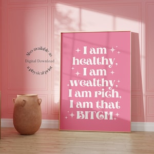 Affirmation Poster Sweary Print Funny Swear Poster Self Love Affirm Poster Pink Bedroom Decor Affirmation Gallery Wall Art Aesthetic Print