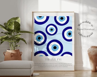 Evil Eye Art Print Nazar Art Housewarming Evil Eye Poster Blue Nazar Wall Art Spirituality Wall Art Decor Greek Wall Art Digital Download