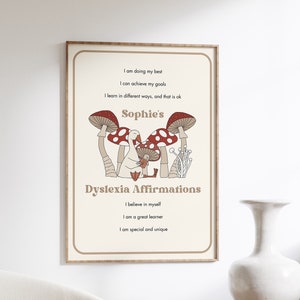 Affermazioni personalizzate sulla dislessia per bambini Poster dislessico Stampa di affermazioni personalizzate per bambini Poster per la camera da letto dei bambini dislessici per l'istruzione parentale