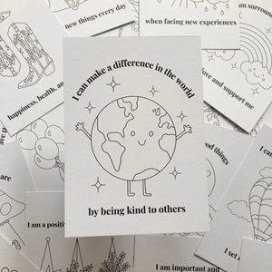 Affirmationskarten Kinder Ausmalkarte Tägliche Affirmation Print Mindfulness Coloring Kinder Affirmation Homeschool Activity Coloring Print