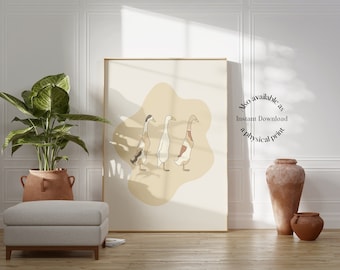 Beige Home Decor Beige Runner Duck Print Neutral Wall Art Neutral Nursery Decor Beige Shelf Decor Shelf Trinkets Beige Duck Poster