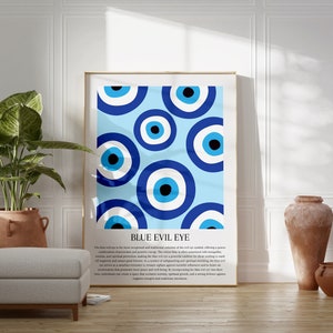 Blue Evil Eye Print Spiritual Wall Art Blue Decor Nazr Poster Greek Evil Eye Poster Blue Printable Wall Art Evil Eye Home Decor Turkish