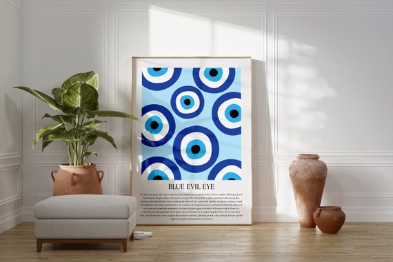 Blue Evil Eye Print Spiritual Wall Art Blue Decor Nazr Poster Greek Evil Eye Poster Blue Printable Wall Art Evil Eye Home Decor Turkish