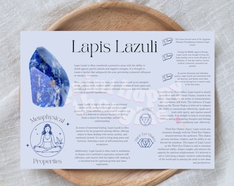 Lapis Lazuli Crystal Card For Beginners Crystal Description Card Psychic Crystal Card For Meditation Crystal Information Card Lapis Lazuli