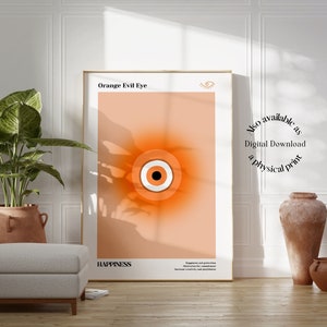 Orange Evil Eye Poster Aura Gradient Evil Eye Print Happiness Gift New Home Gift Feng Shui Art Spiritual Wall Art Nazar Wall Decor Self Love