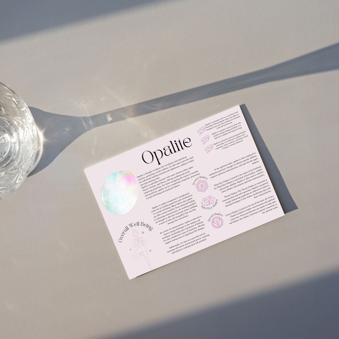 Opalite Crystal Card Printable Crystal Definition Crystal Lover Gift
