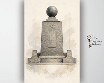 Mitad del Mundo Monument Ecuador Watercolour