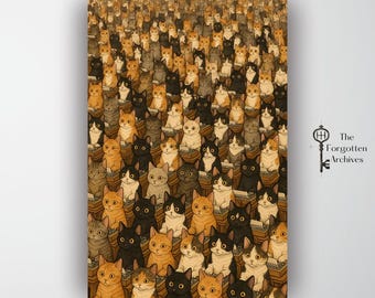 Cute Cat Crowd Poster – Adorable Illustration Print, Whimsical Feline Wall Art for Bedrooms & Cozy Spaces