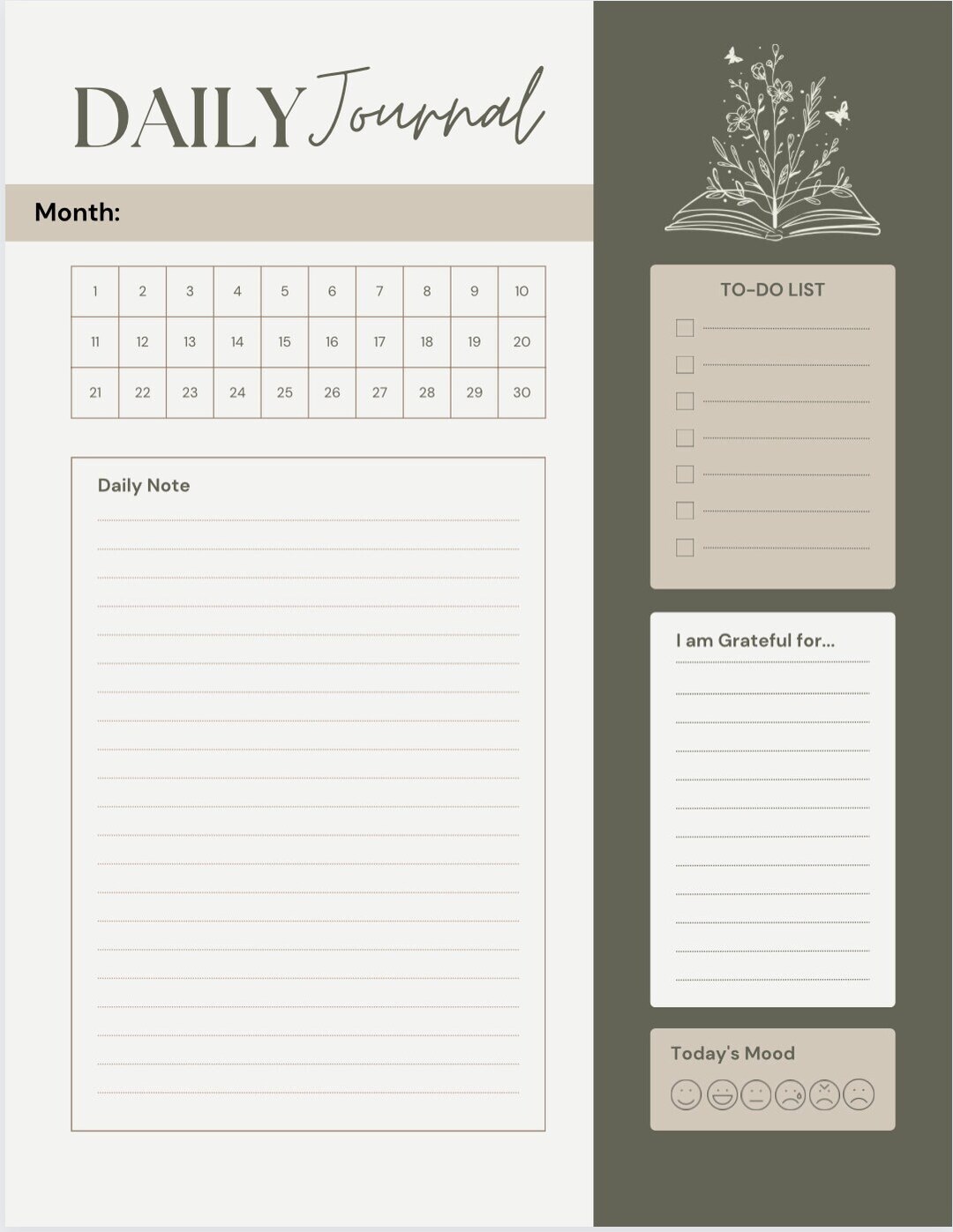 Printable Daily Journal Page - Etsy