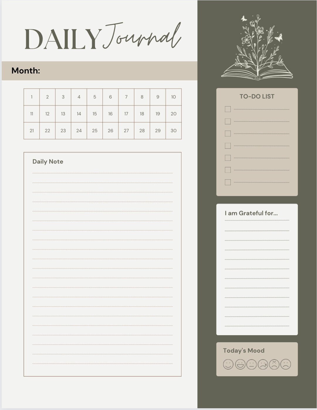 Printable Daily Journal Page - Etsy