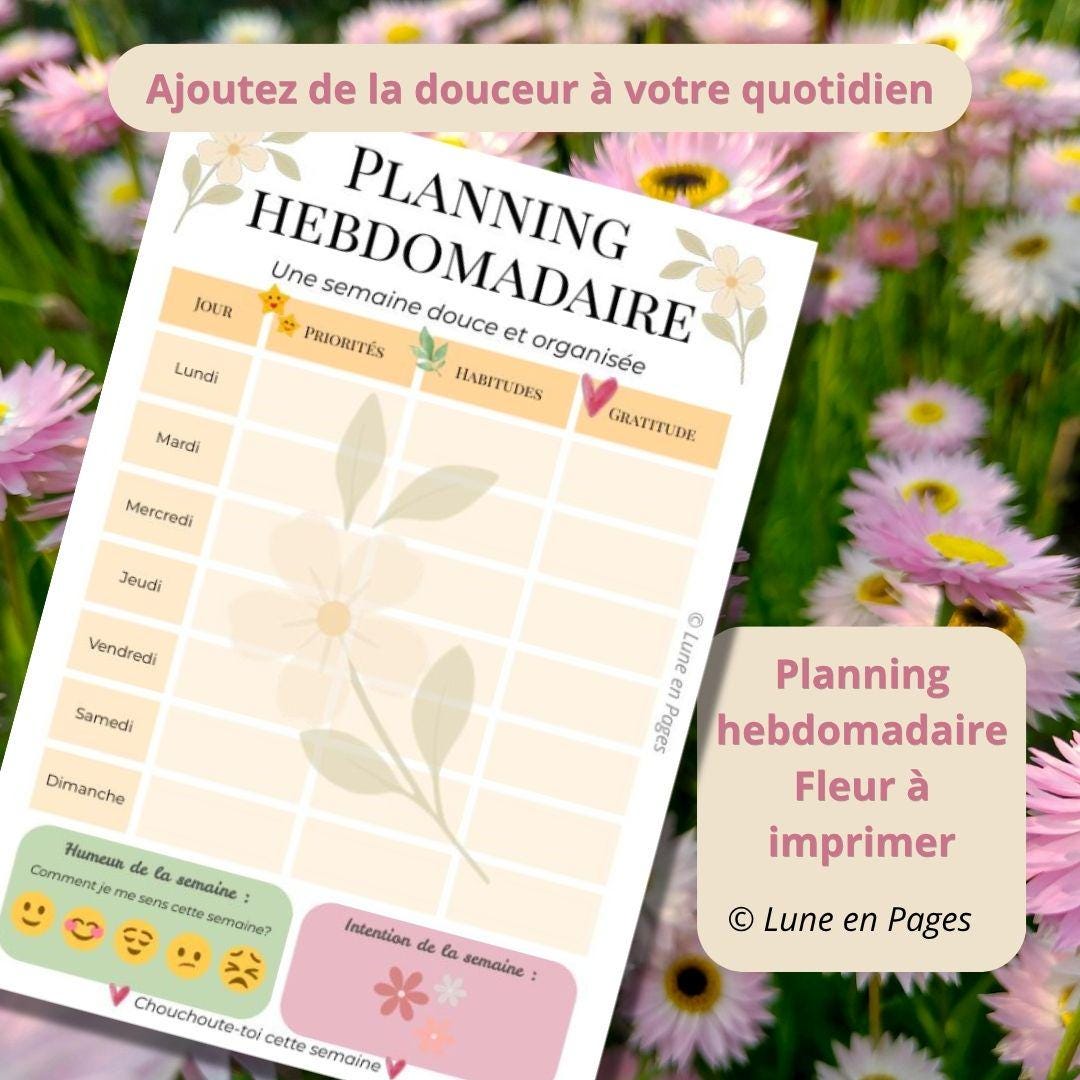 Printable A4 Flower Weekly Planner – PDF Weekly Planner – Tracking ...