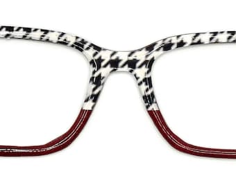 Houndstooth and Red Glitter Christmas Toppers for Magnetic Eyewear Such as Pair