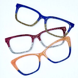 Customizable Back to School Glitter Toppers in Team Colors For Magnetic Eyewear such as Pair.