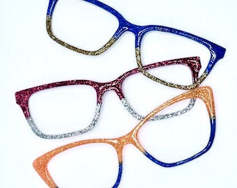 Customizable Glitter Eyeglass Toppers: Back to School Team Colors