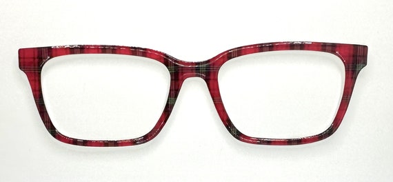 Red Plaid Christmas Toppers for Magnetic Eyewear Such as Pair