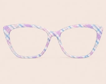 Pastel Plaid Eyewear Toppers for Magnetic Frames, Lavender Pink Blue Gingham